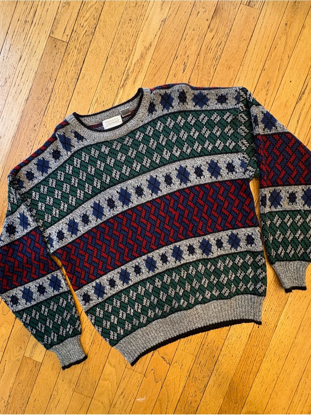 90’s Hennessy by Van Heusen Patterned Grandpacore Crewneck Sweater